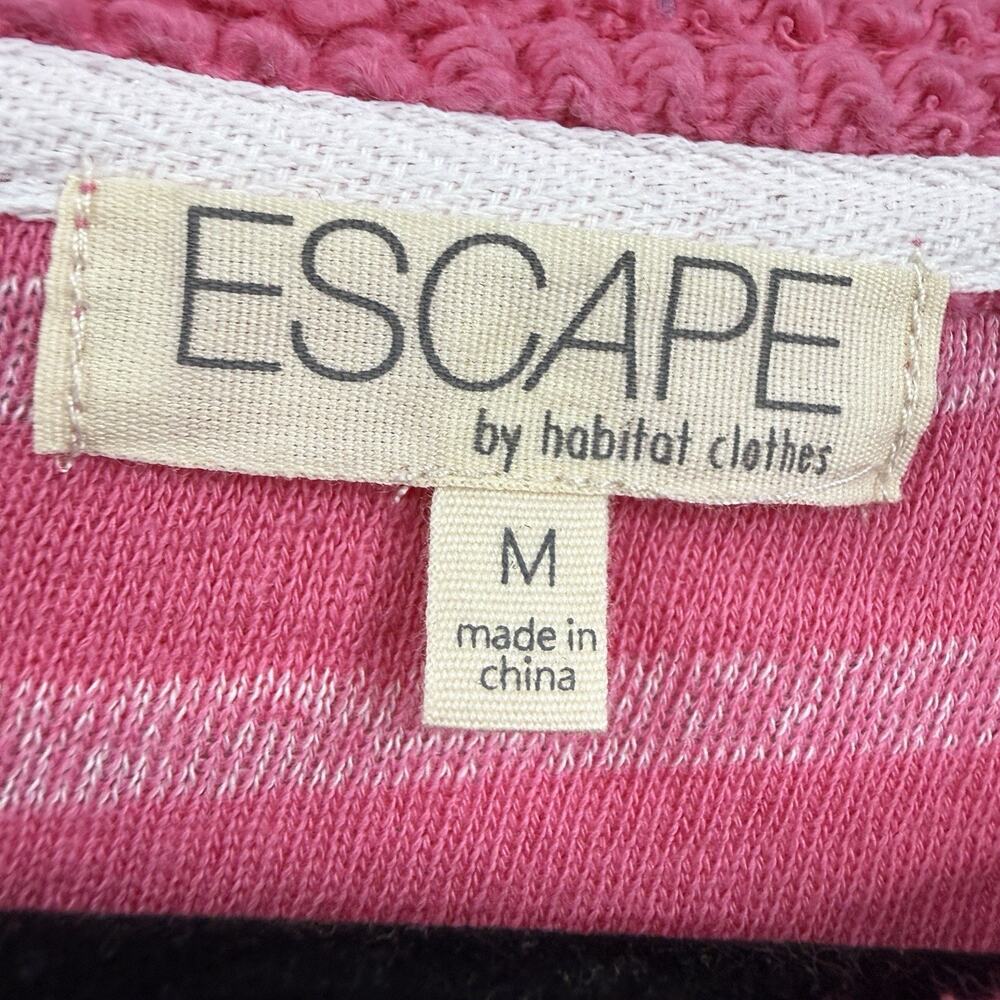 Escape by Habitat Striped Terry Top Medium Watermelon Pink Boxy Pullover Casual - Picture 10 of 11